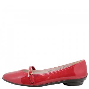 Salvatore Ferragamo Red Patent Audrey Mary Jane Ballet Flats Size 39.5
