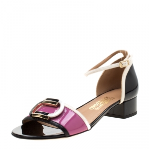 Salvatore Ferragamo Tricolor Patent Leather Ankle Strap Sandals Size 40.5