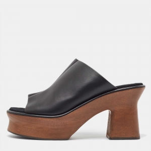 Salvatore Ferragamo Black Leather Samanta Platform Sandals Size 39.5