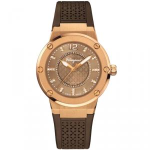 Salvatore Ferragamo Brown Gold Plated Stainless Steel FIG060015 Women's Wristwatch 33MM