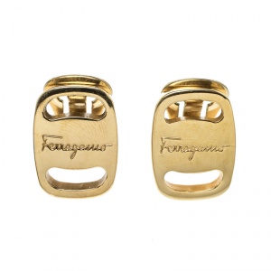 Salvatore Ferragamo Vara Gold Tone Clip-On Stud Earrings