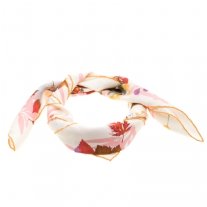 Salvatore Ferragamo Multicolor Floral and Fruit Printed Silk Square Scarf