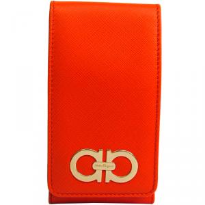 Salvatore Ferragamo Orange Leather Phone Pouch