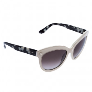 Salvatore Ferragamo Off White/Black SF675S Cat Eye Sunglasses