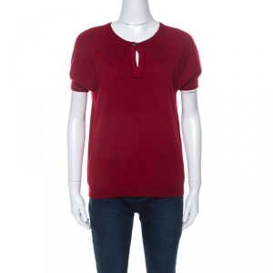 Salvatore Ferragamo Red Wool Puff Sleeve Top XL