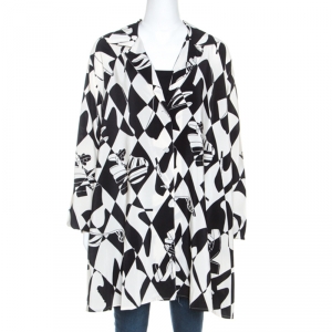 Salvatore Ferragamo Monochrome Shoe Printed Silk Oversized Shirt L