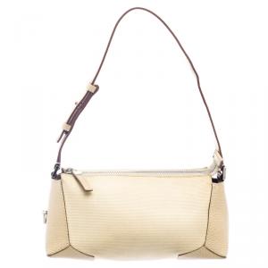 Salvatore Ferragamo Beige Canvas and Leather Cosmetic Pouch
