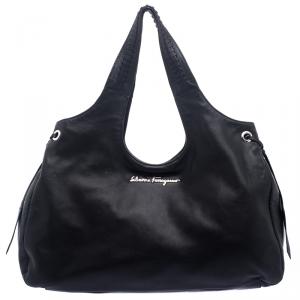 Pre Owned Salvatore Ferragamo Black Leather Tote