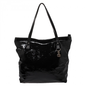مملوكة مسبقًا Salvatore Ferragamo Black Patent Leather Shopper Tote