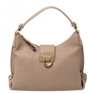 Pre Owned Salvatore Ferragamo Nude Beige Leather Fanisa Hobo