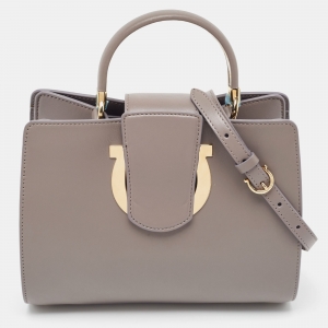Salvatore Ferragamo Grey Leather Thalia Top Handle Bag