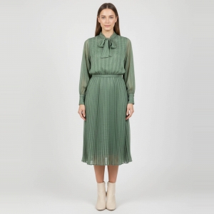 Pre Owned Samsøe & Samsøe Green Textured Satin Dorothe Dress 14018 XS/S