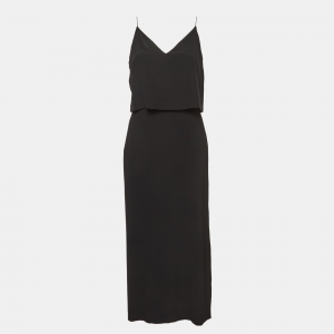 Sandro Black Crepe V Neck Sleeveless Midi Dress M