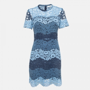 Sandro Blue Floral Lace Mini Dress M