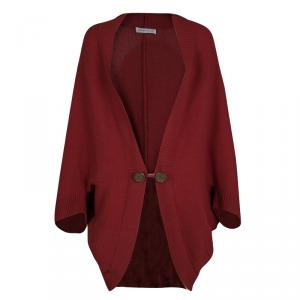 See By Chloe Red Wool Rib Trim Oversized Cardigan S