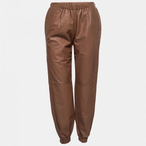 See by Chloe Brown Leather High Waisted Pants L