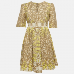 See by Chloe Yellow/Tan Printed Cotton Mini Dress S