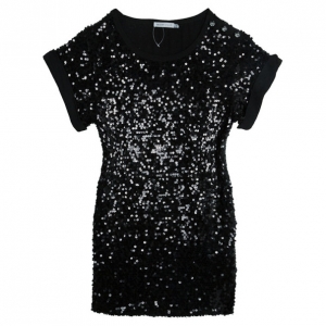 Pre Owned See by Chloe Black Sequin Dress S