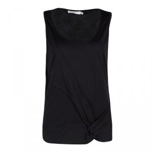 Pre Owned توب سي باي كلوي حرير قطن أسود تصميم ملتف بلا أكمام M