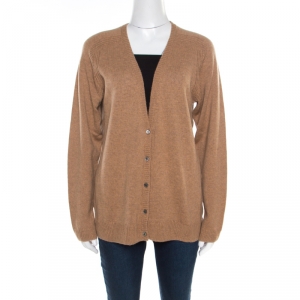 Paul and Joe Camel Brown Cashmere Rib Knit Button Front Cardigan S