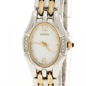Seiko Mother of Pearl Two Tone Stainless Steel Women's Wristwatch 20 mm