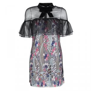 Self Portrait Multicolor Floral Vine Embroidered Mini Dress S