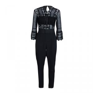 Self Portrait Black Guipure Lace Eliza Jumpsuit M