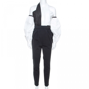 Self Portrait Monochrome Cross Front Neck Belted Jumpsuit M 