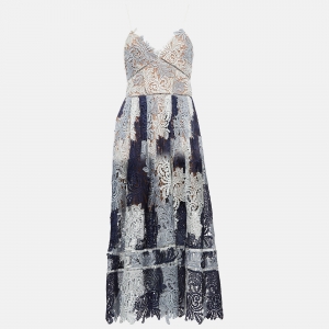 Self-Portrait Multicolor Lace Sleeveless Camellias Midi Dress M