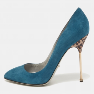 Sergio Rossi Blue Suede Pointed Toe Pumps Size 40