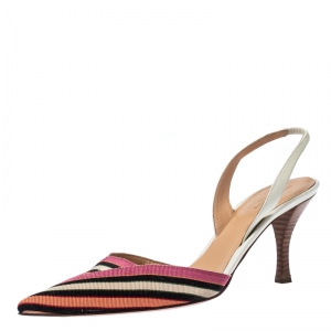 Pre Owned Sergio Rossi Multicolor Striped Canvas Slingback Pointed Toe Sandals 41