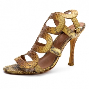 Pre Owned Sergio Rossi Python Ankle Strap Sandals Size 38