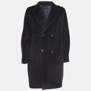   S'Max Mara Navy Blue Wool Blend Double Breasted Coat S