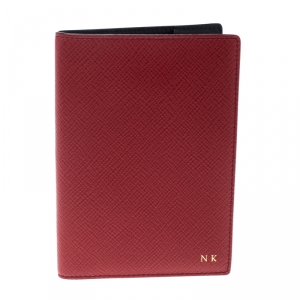 Smythson Red Leather Panama Passport Holder