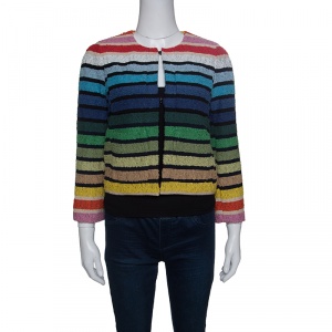 Sonia Rykiel Rainbow Striped Textured Cropped Jacket  S