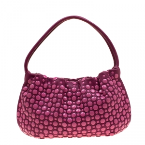 Sonia Rykiel Magenta Leather Domino Studded Shoulder Bag