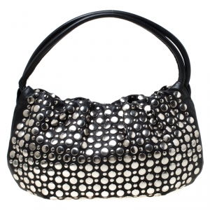 Sonia Rykiel Black Leather Domino Studded Shoulder Bag