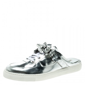 Sophia Webster Metallic Silver Leather Lilico Jessie Sneaker Mules Size 41