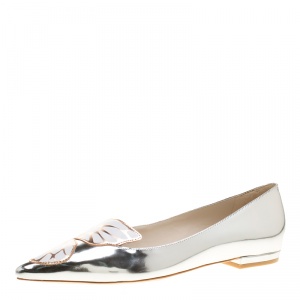 Sophia Webster Metallic Leather Bibi Butterfly Pointed Toe Ballet Flats Size 37