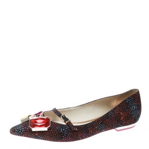 Sophia Webster Multicolor Satin Jewel Embellished Piper Gem Pointed Toe Flats Size 38