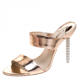 Sophia Webster Metallic Bronze Leather Rosalind Open Toe Sandals Size 38