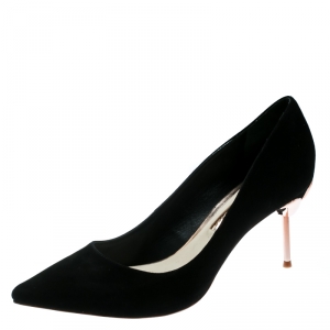Sophia Webster Black Suede Coco Flamingo Pointed Toe Pumps Size 41.5