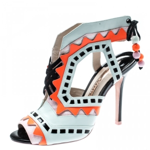 Sophia Webster Multicolor Glitter And Leather Riko Cut Out Sandals Size 37.5
