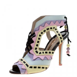 Sophia Webster Multicolor Glitter And Leather Riko Cut Out Sandals Size 37