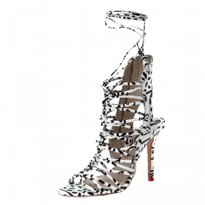 Sophia Webster Monochrome Leather Gladiator Strappy Ankle Wrap Sandals Size 38