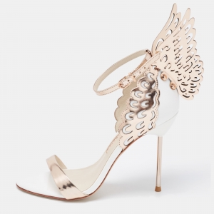 Sophia Webster Rose Gold/White Leather Evangeline Ankle Strap Sandals Size 37