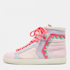 Sophia Webster Multicolor Leather And Glitter Riko High Top Sneakers Size 40.5