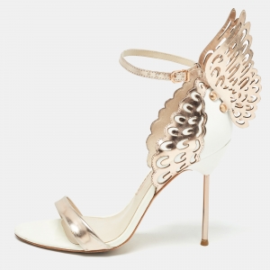 Sophia Webster White/Rose Gold Patent and Leather Evangeline Sandals Size 39