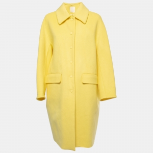 Sportmax Light Yellow Wool Mid Length Coat M