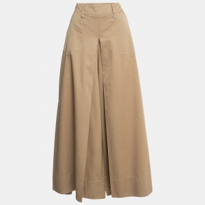 Sportmax Beige Gabardine Tapered Wide Leg Pants S